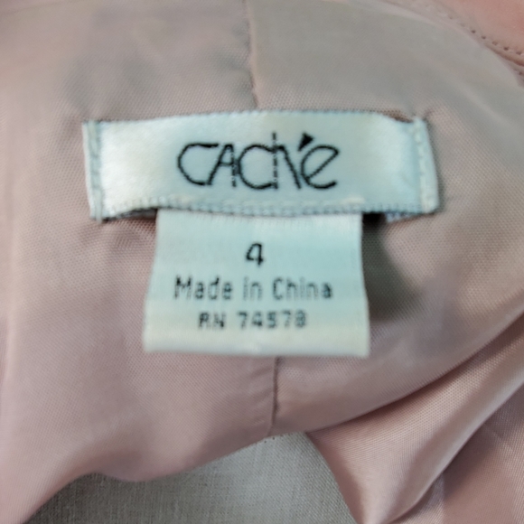CACHE BLUSH PINK LEATHER BLAZER SIZE 4 - Picture 6 of 6